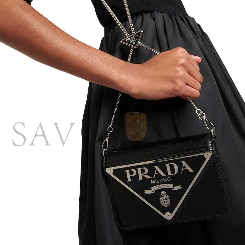 PRADA WOMEN'S BLACK MINI LEATHER CROSSBODY BAG 1BH189 (17*9.5*3.5cm) 